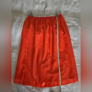 A NEW DAY. SMALL. Bright Coral Pink/Orange Pleated Midi Skirt